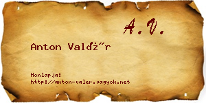 Anton Valér névjegykártya